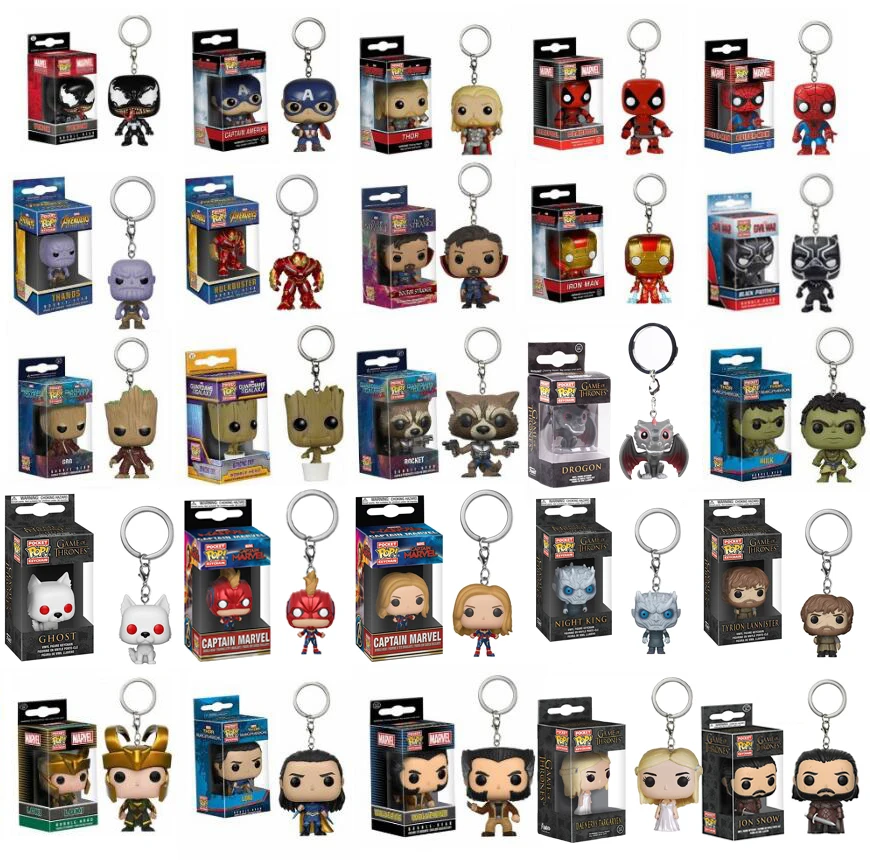 

POP Pocket Keychain The Avengers 4 Endgame Characters Captain Marvel Iron Man Thanos Game Of Thrones Action Figure Toys Model