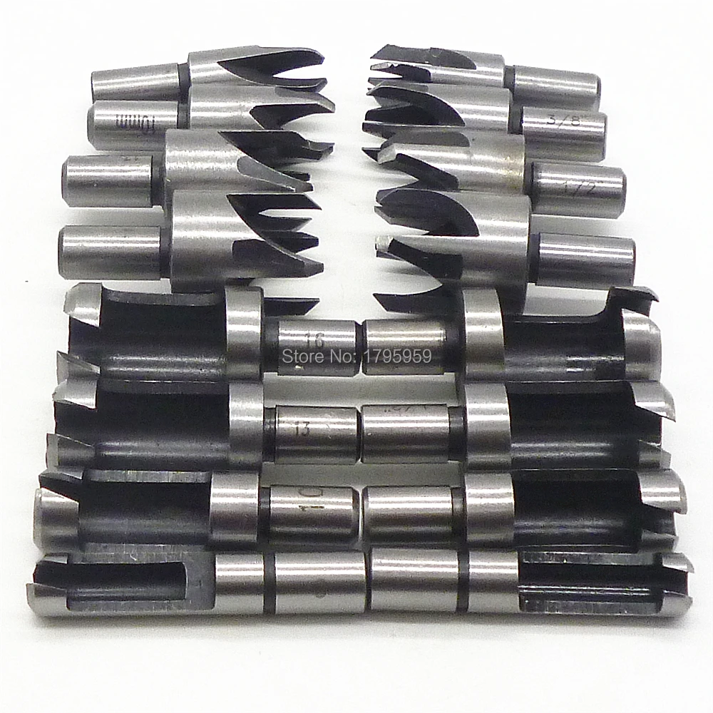 16pcs Woodworking Drill Bits Plug Cutter Tenon Drill Four Tooth Chamfered Drill Bit Set 5/8" 1/2