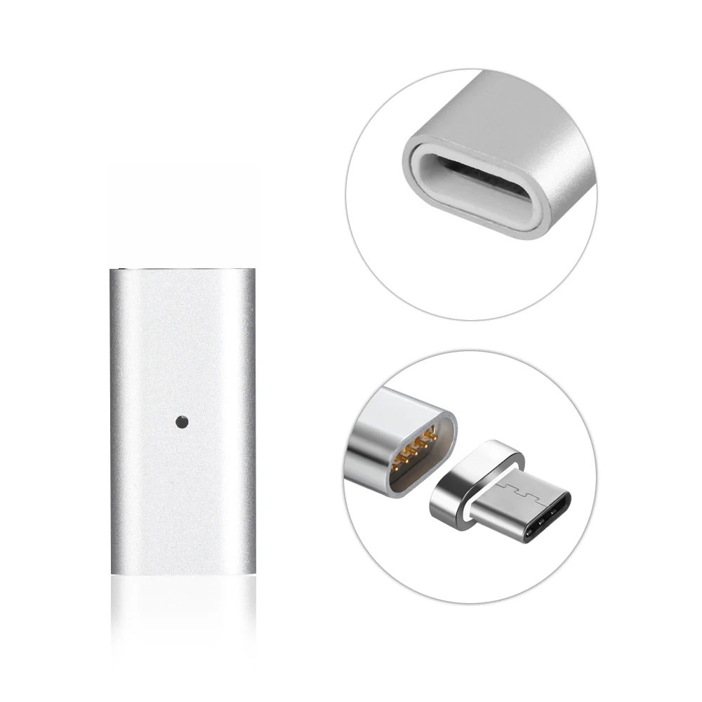 

1PC Silver 3 in 1 Magnetic Micro USB Type-C Charging Charger Adapter for Android USB-C for IOS Android High Quality