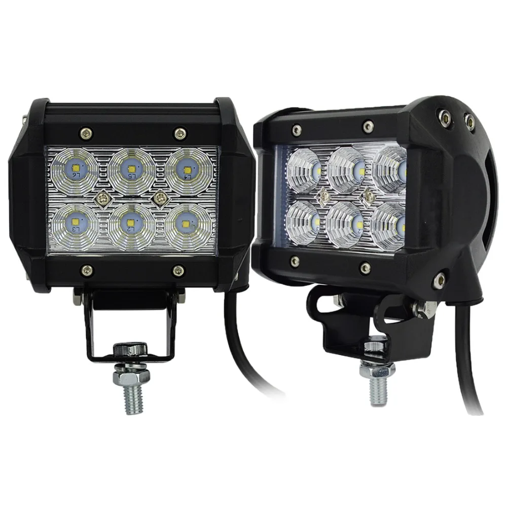 2pcs 4inch Offroad LED Light Bar 18w Led Work Lamp Spot Flood Light 12v