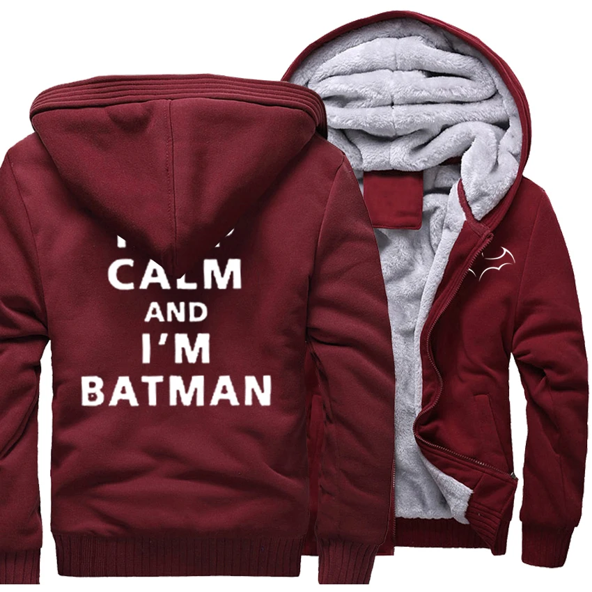 Модные толстовки для мужчин с буквенным принтом Keep Calm And I'm Batman повседневные 2019