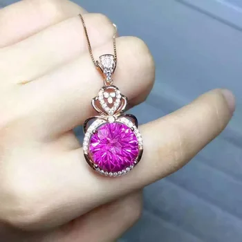 

natural Fireworks topaz pendant 925 Sterling silver Natural gemstone Pendant Necklace trendy brilliant round women girl jewelry