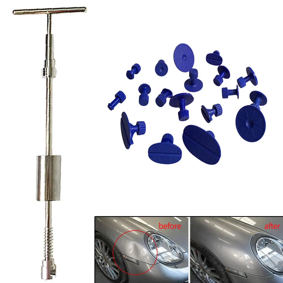 

Auto Body Repair Tools Kit 2 in1 Slide Hamer Use for Paintless Dent Removal Dent Repair Tools