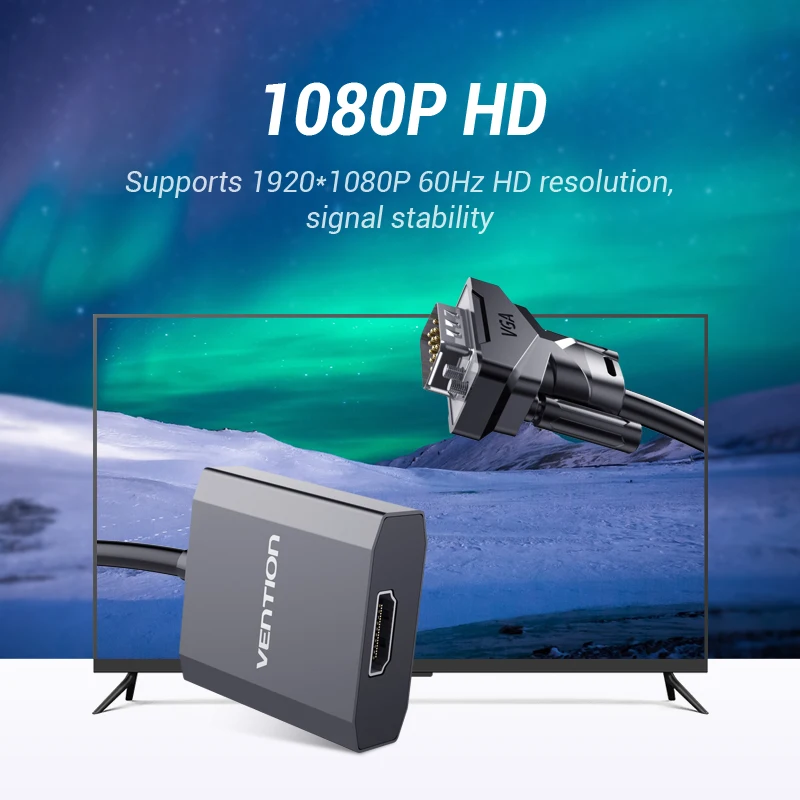 Vention активный VGA к HDMI адаптер кабель конвертер с аудио 1080 P для портативных ПК к HDTV проектор со встроенным чипсет