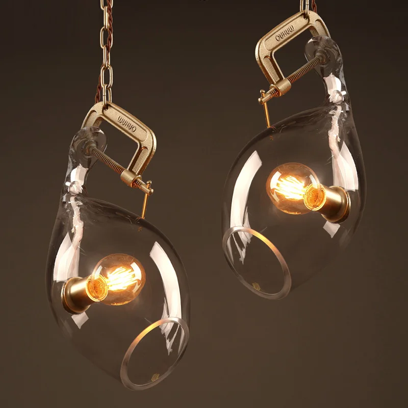 1 pcs showcase novelty Lock pendant lamp Dining room long chain glass shade Led stair light Cafe