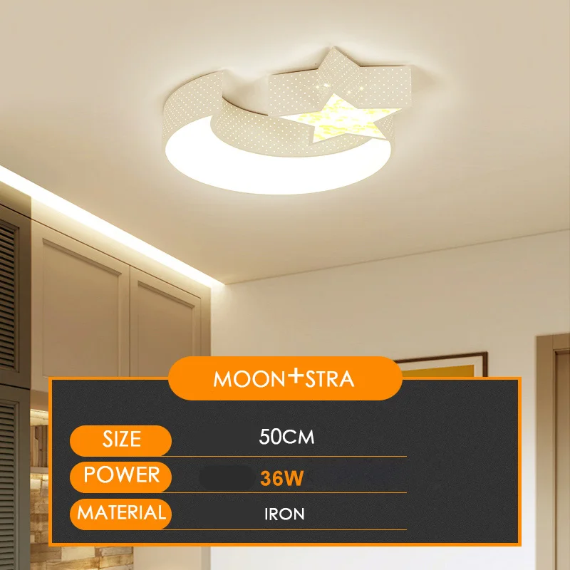 Современный светодиодный потолочный светильник с регулируемой яркостью 24 Вт 36 Вт, установленный AC 220 В, светильник для гостиной, домашний светильник, потолочный светильник с дистанционным управлением - Цвет корпуса: moon and star