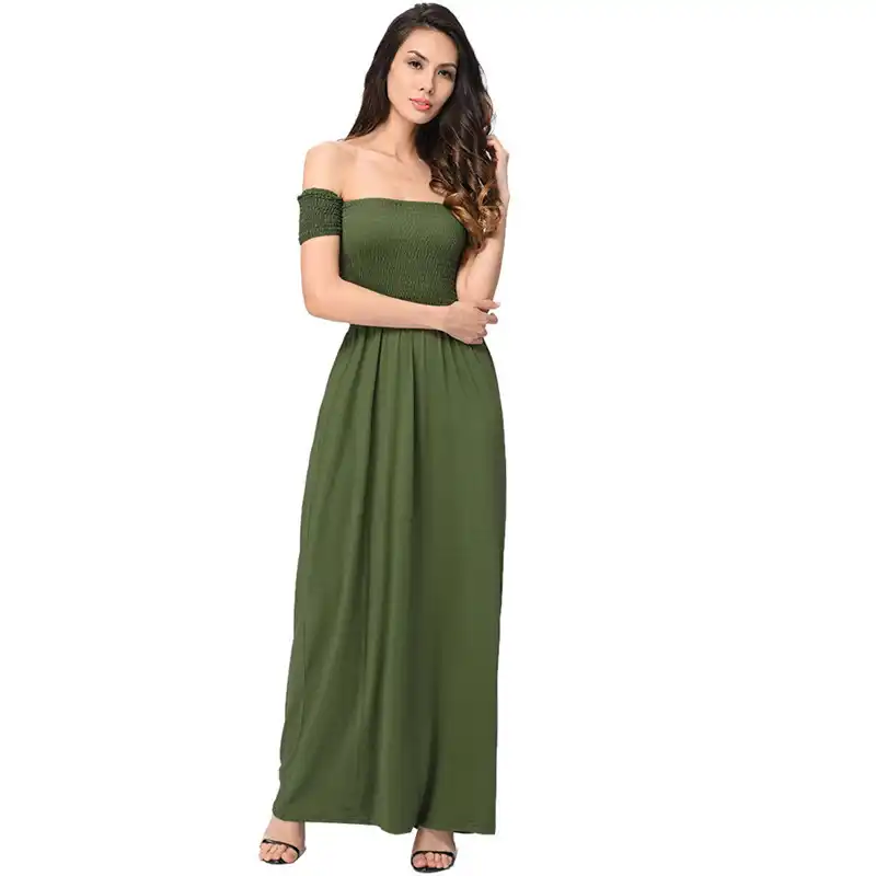 beige frill sleeve women summer maxi dress