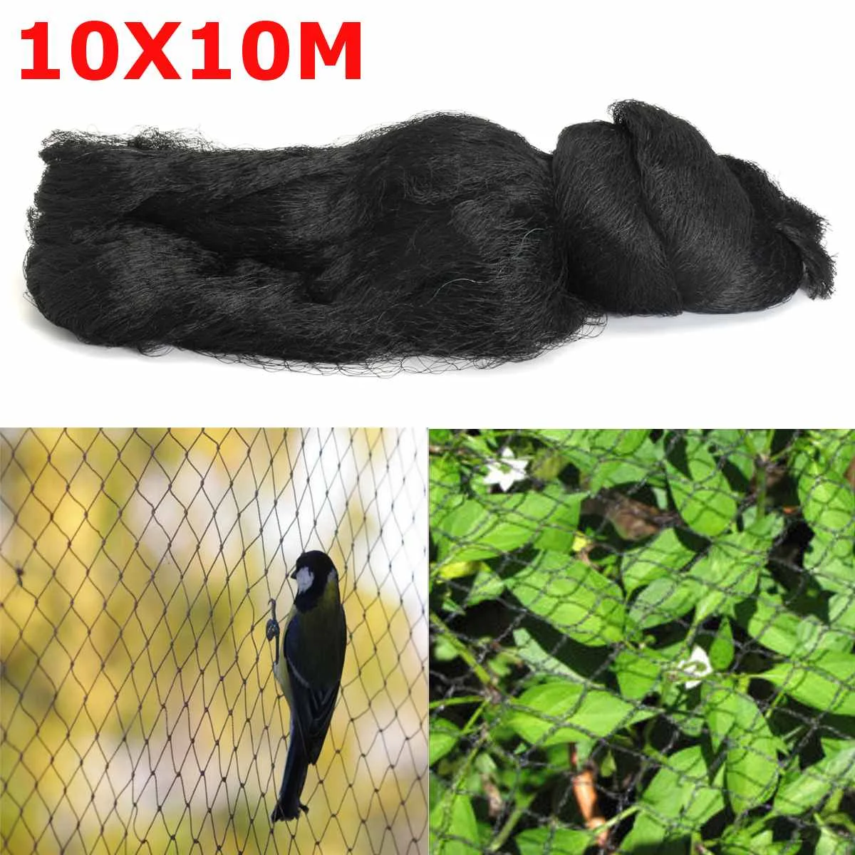 

10x10M Anti Bird Catcher Netting Pond Net Fishing Net Traps Crops Fruit Tree Vegetables Flower Garden Mesh Protect Pest Control
