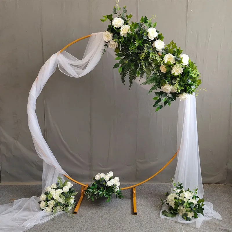 Circle Wedding Arch Background Wrought Iron Shelf Decorative Props DIY