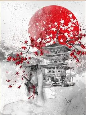 Полная квадратная круглая дрель 5D DIY Алмазная картина "Японская Гора Фудзи Бусидо Самурай" Алмазная вышивка наборы для вышивки крестом FS4500 - Цвет: Сливовый