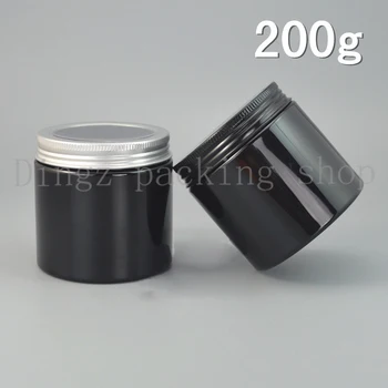 

Hot sale 20 x 200g Black Cream Jar, 200cc PET Jar, Cream Bottle with aluminum lids, different size with the previous jar