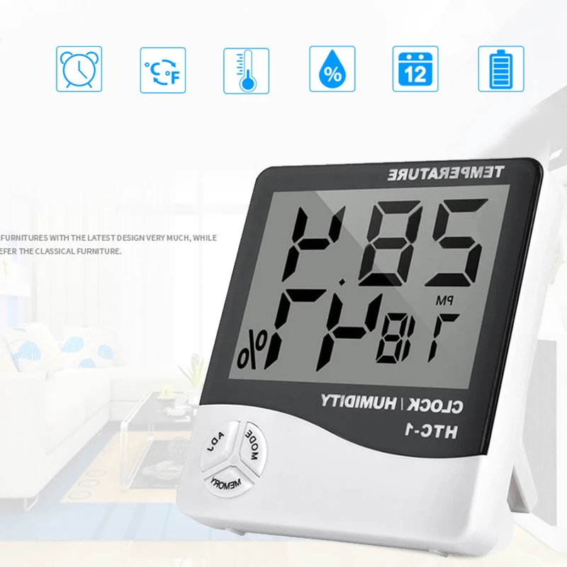 Точный температурный измерительный гигрометр термометр черно-белый ЖК-экран цифровой для домашего обеденного стола влажности комнаты