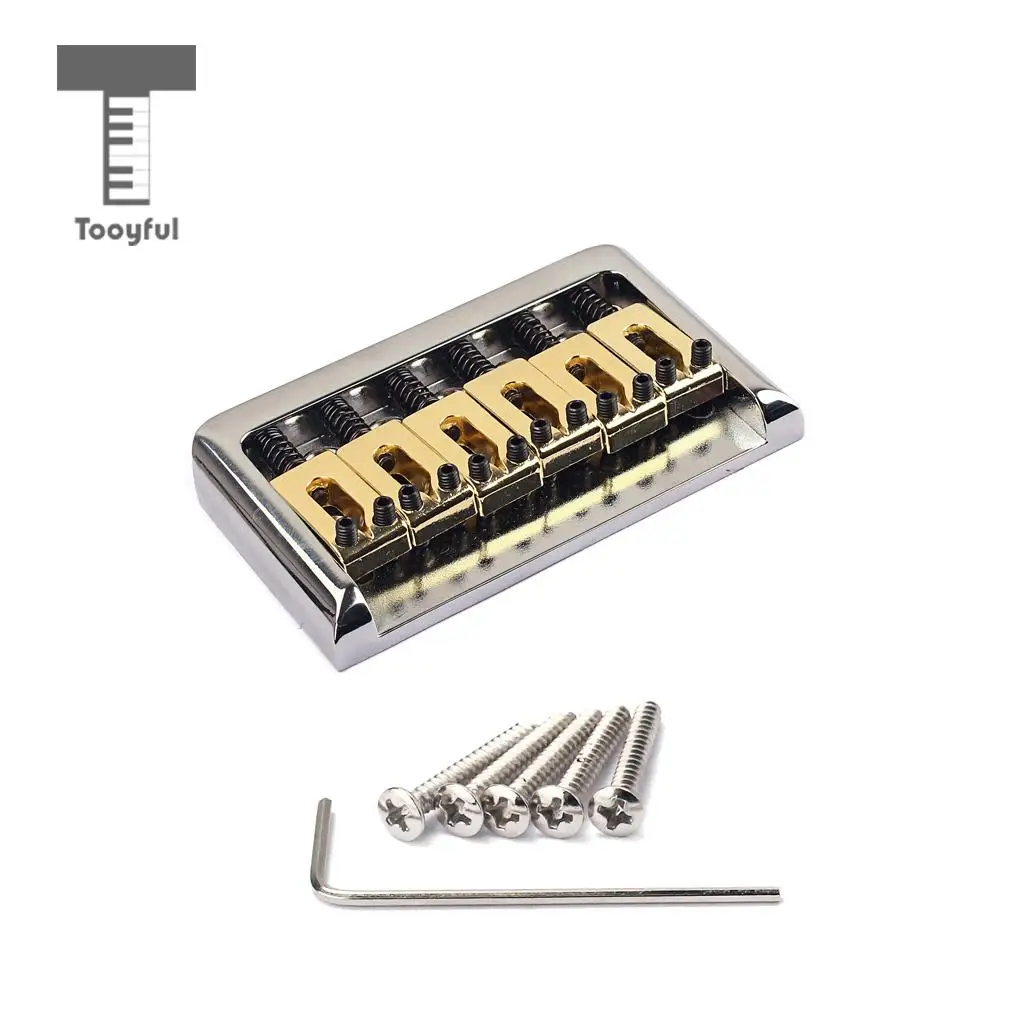 Tooyful 1 Set Guitar Replacement Fixed Bridge Golden Saddle for 6 String Electric/Cigar Box Guitar Parts