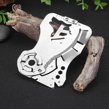 

Outdoor EDC portable pocket tools Creative wolf head Fly-Off multi-function combination tool stainless steel wallet card knife