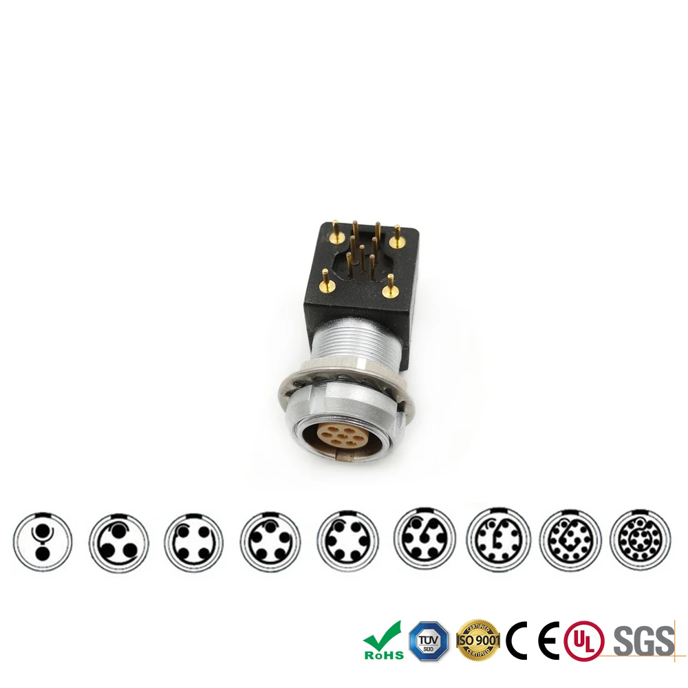 

LEMO EXG 1B 2 3 4 5 6 7 8 10 14 16 Pin Elbow Female Fixed Socket Two Nuts Socket for Printed Circuit Board PCB Receptacle