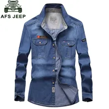KLEIDUNG 2017 NEUE Frühling Herbst Blau herren Denim Baumwolle Kleid Shirts New Hombre Asien Größe Bluse Vestido Kleidung Casual S ~ 4XL