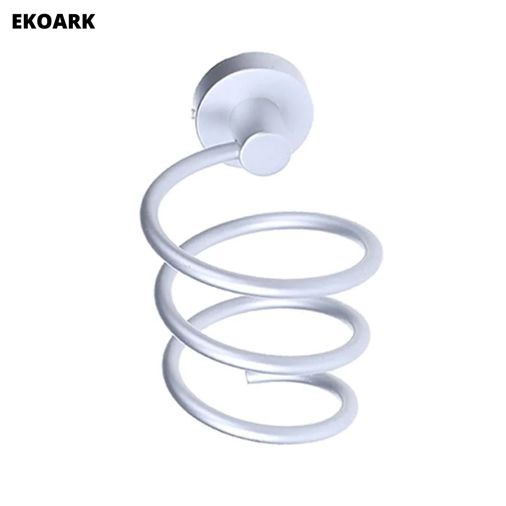 

Wall Mount Aluminum Household Hair Blow Dryer Holder Spring Style Bathroom Shelves Shelf Storage Hairdryer Rack Holder