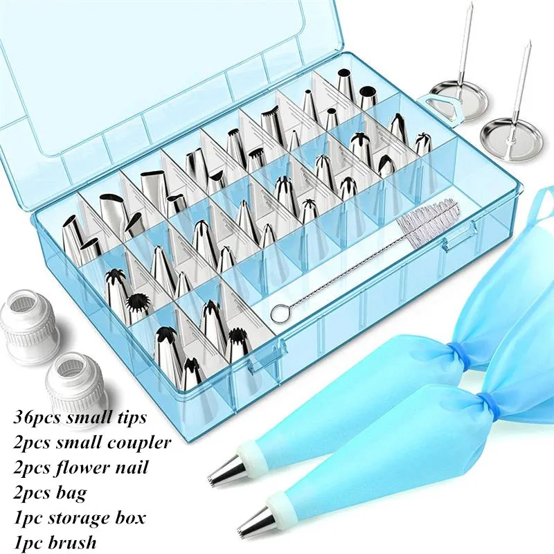 43pcs Kitchen Cake Decoration Set Icing Piping Cream Pastry Bag Stainless Steel Nozzle Set DIY Cupcake Decorating Tips Set - Цвет: Синий