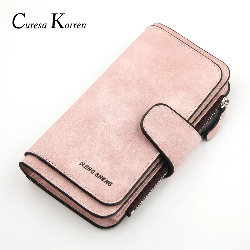 

New hot women's zipper buckle design long wallet fashion, casual, solid color, simple long leather clutch purse