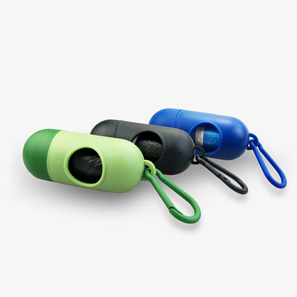 

Portable Capsule Design Rubbish Bags Case Pet Dog Poop Holder with 15pcs Waste Bags Garbage Dispenser Box Clean-up Bag Carrier
