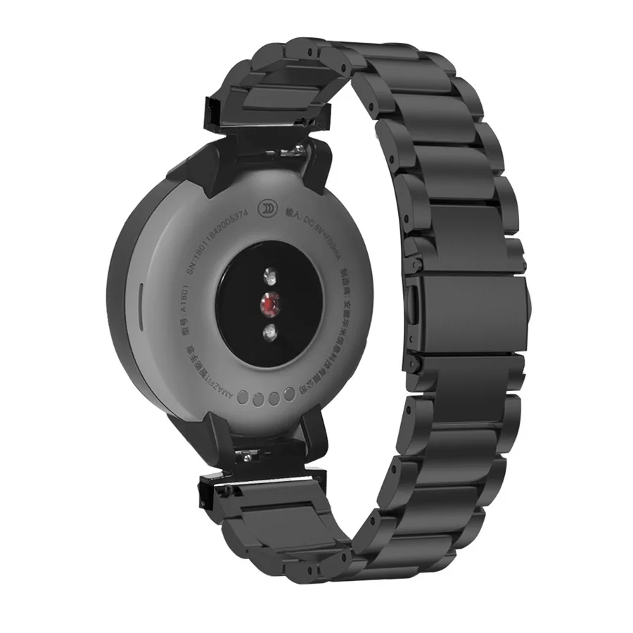 Ремешок для часов Amazfit Verge 3 металлический браслет из нержавеющей стали ремень браслет для Xiaomi Huami Amazfit Verge аксессуары Correa - Цвет: Черный