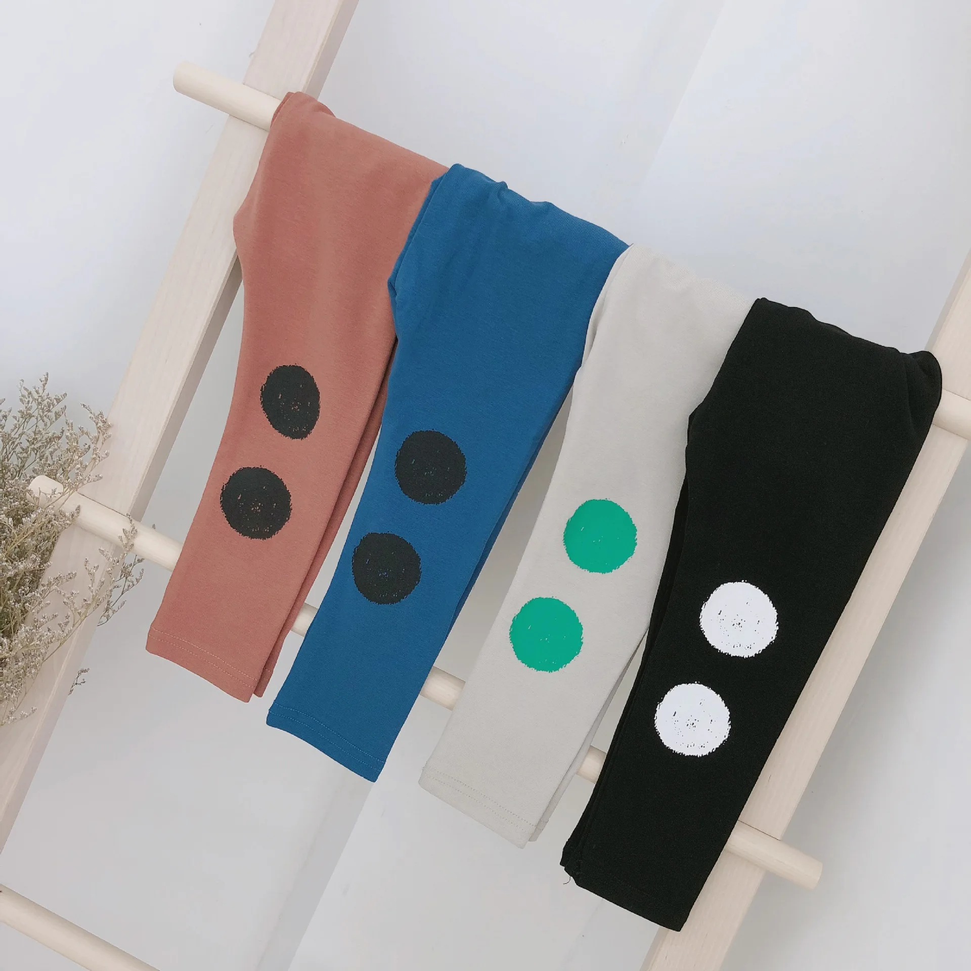 

2018 Autumn New Boys and Girls Circle Printing Leggings Toddler Baby Elastic Underpants with Dot Pattern Pants Little Kids Cloth