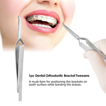 

1pc Oral Care Dental Direct Bracket Holder Tweezer Stainless Steel Serrated Orthodontic Dentistry Instruments Tweezers Plier