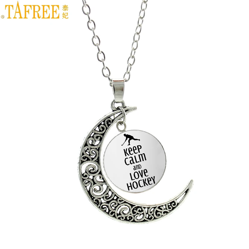 

TAFREE classic Keep Calm And Love Hockey men women pendant necklace high quality field hockey player charms jewellery SP481