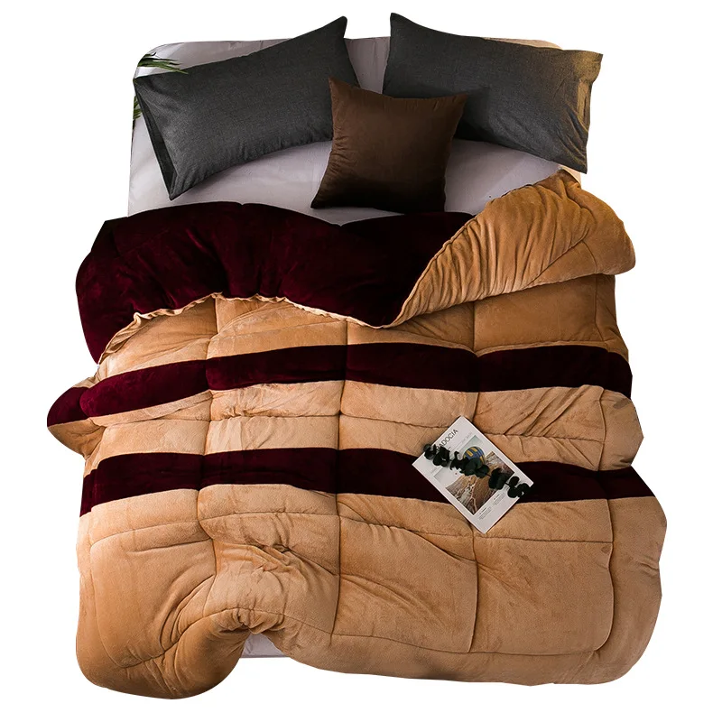 King Queen Size Home Twill Cashmere Quilt Camel Red Blue Double hit