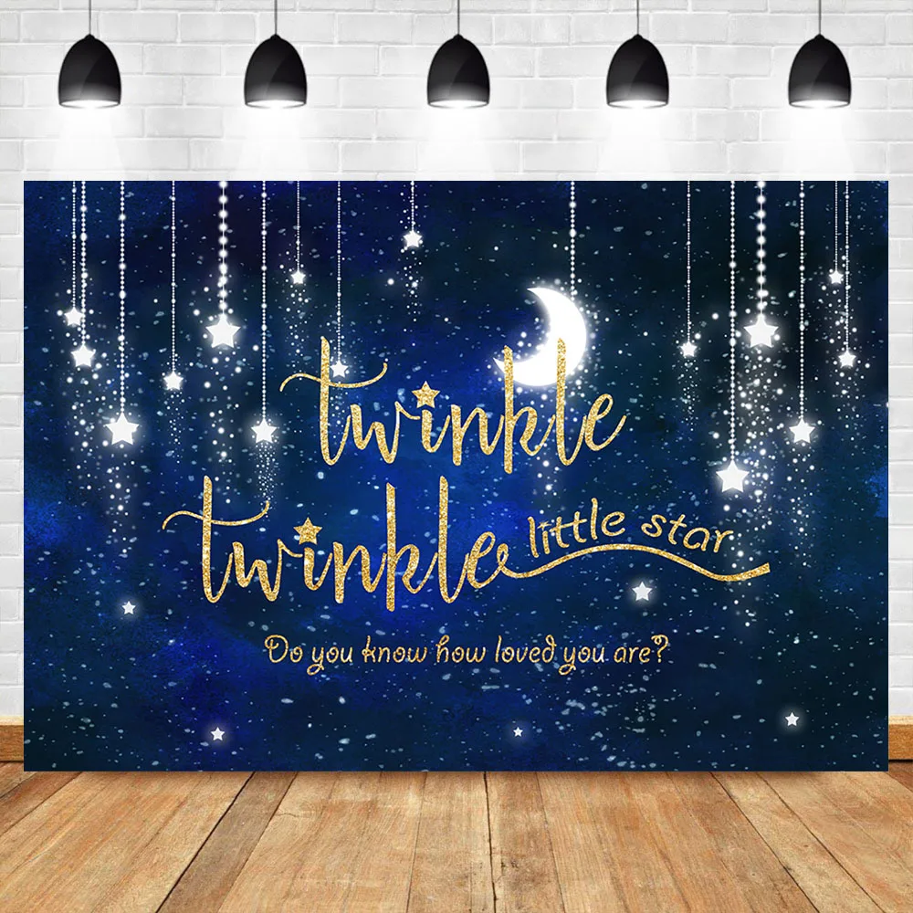 

NeoBack Twinkle Twinkle Little Star Backdrop Shinning Star and Moon Space Birthday Baby Shower Photography Background
