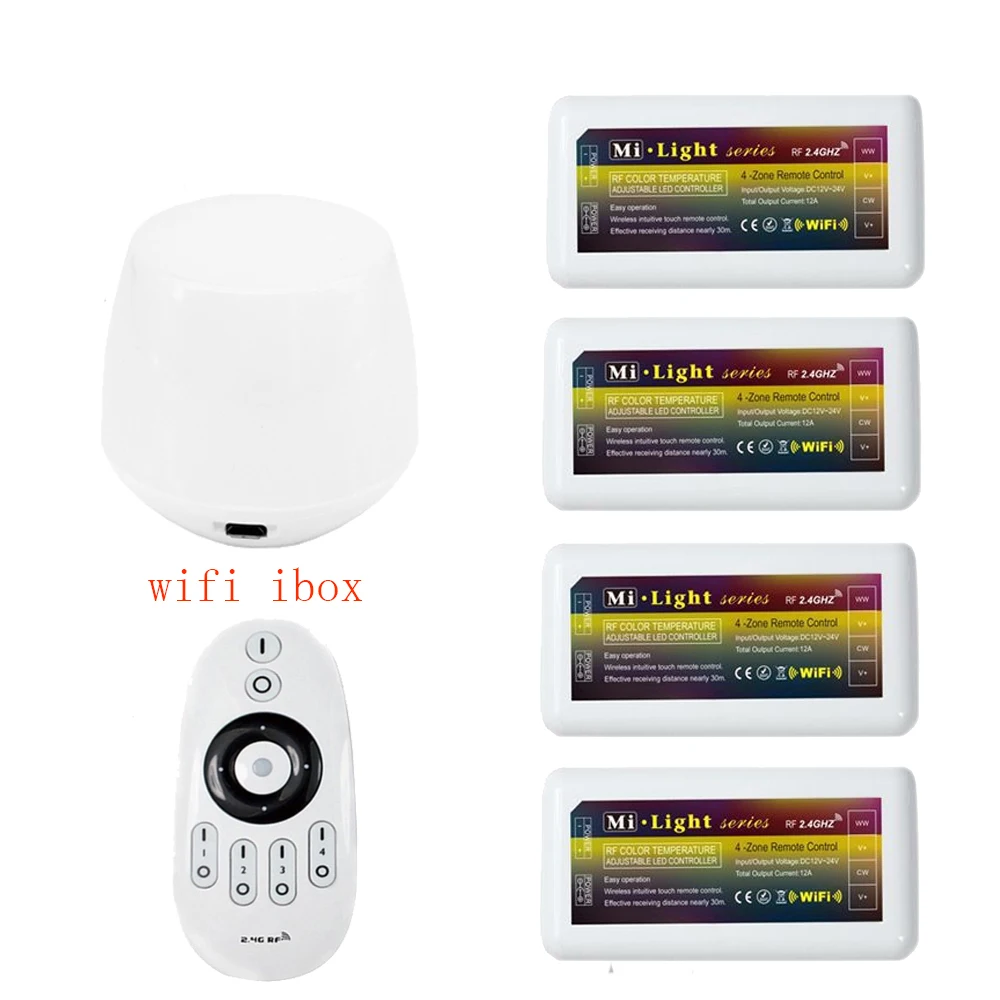 

Milight 2.4G FUT007 Remote Led Controller WIFI IBOX1 Night Light Led Controller CCT Led Dimmer Controller DC12-24V