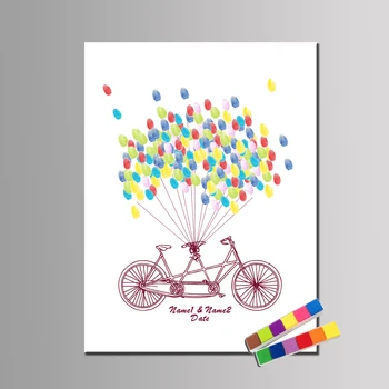 

Custom Name Date Creative Tandem Bicycle Fingerprint DIY Signature Balloon Guest Book For Baby Shower Birthday Party Decor HK071