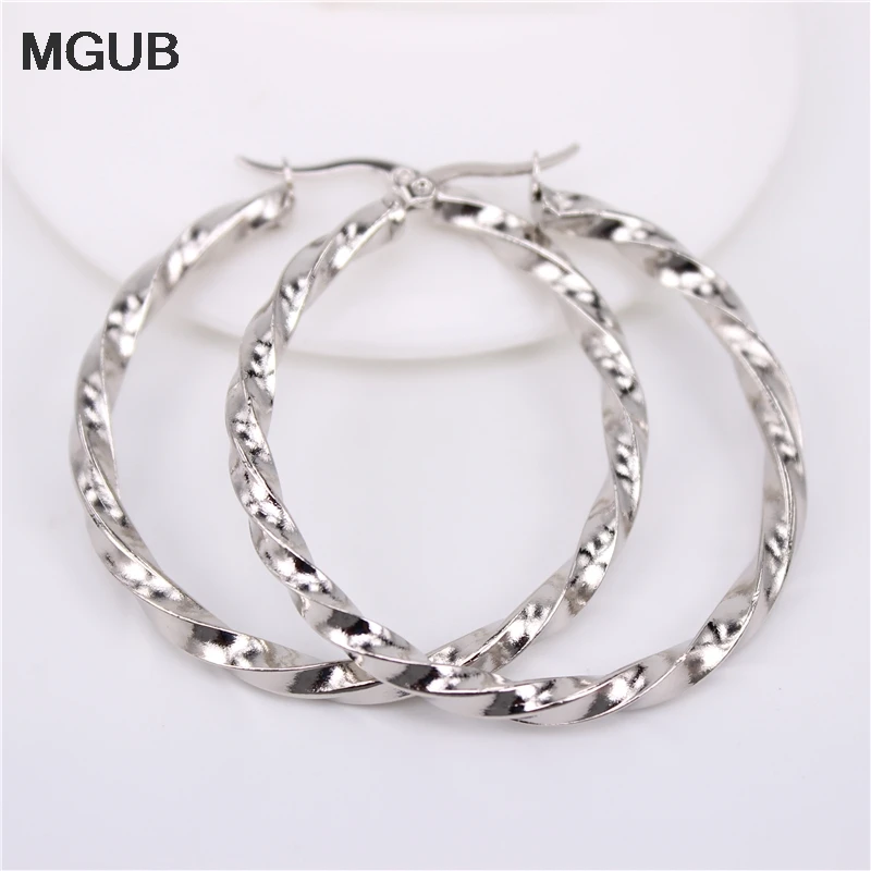 

MGUB Classic Stainless steel Silver Color Round Circle Hoop Earrings For Women engagement gift part LH617