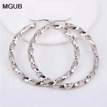 

No fading Classic Stainless steel Silver Color Round Circle Hoop Earrings For Women engagement gift part LH617