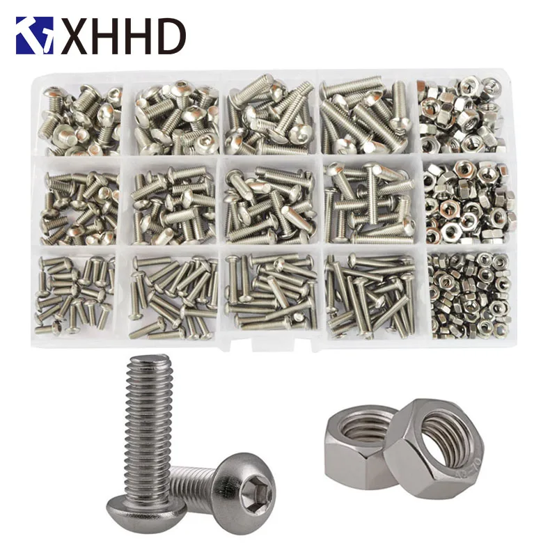 

Hex Socket Button Head Cap Screw Metric Thread Pan Head Hexagon Machine Bolt Set Assortment Kit Box 304 Stainless Steel M3 M4 M5