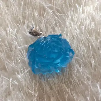 

Top Quality Natural Ice Aquamarine Ocean Blue Pendant 20x16x13mm Clear Stone Women Flower Carved Jewelry Necklace Pendant AAAAA