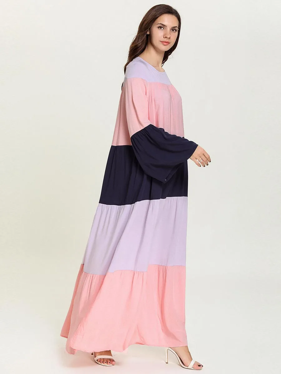 Peach, Blue & Purple Long Abaya Frock | Long Dress for Women | Long Abaya Dress
