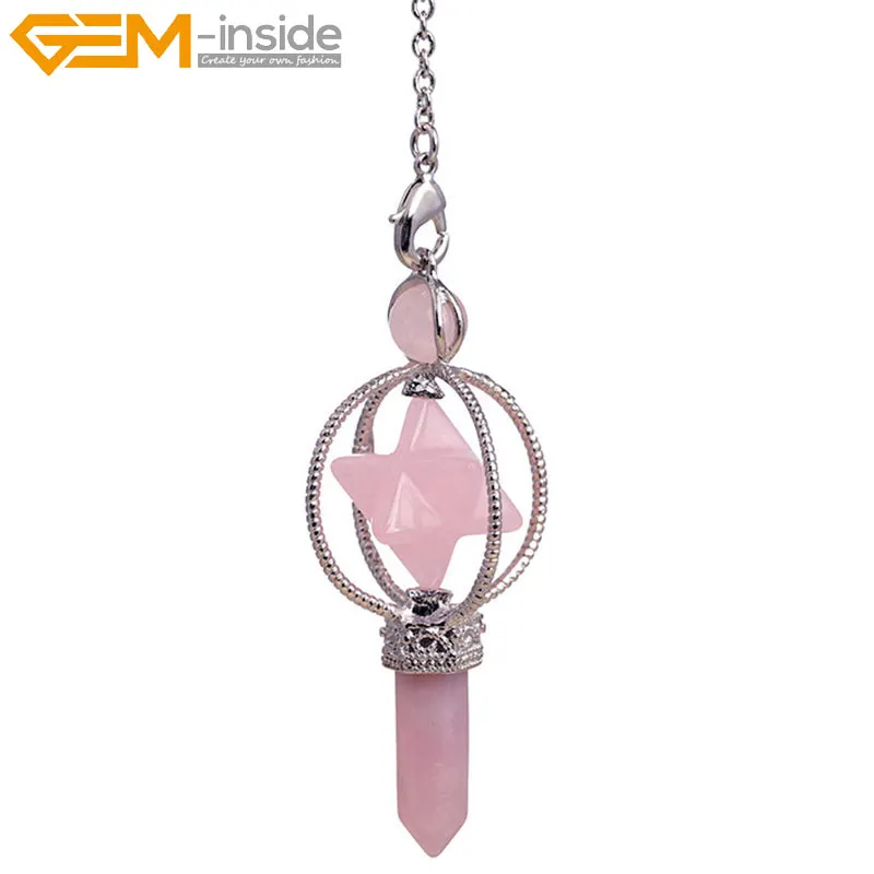 

Merkaba Wand Natural Crystals Dowsing Chakra Pendulum for Divination Real Stone Reiki Pendant for Women Energy Healing