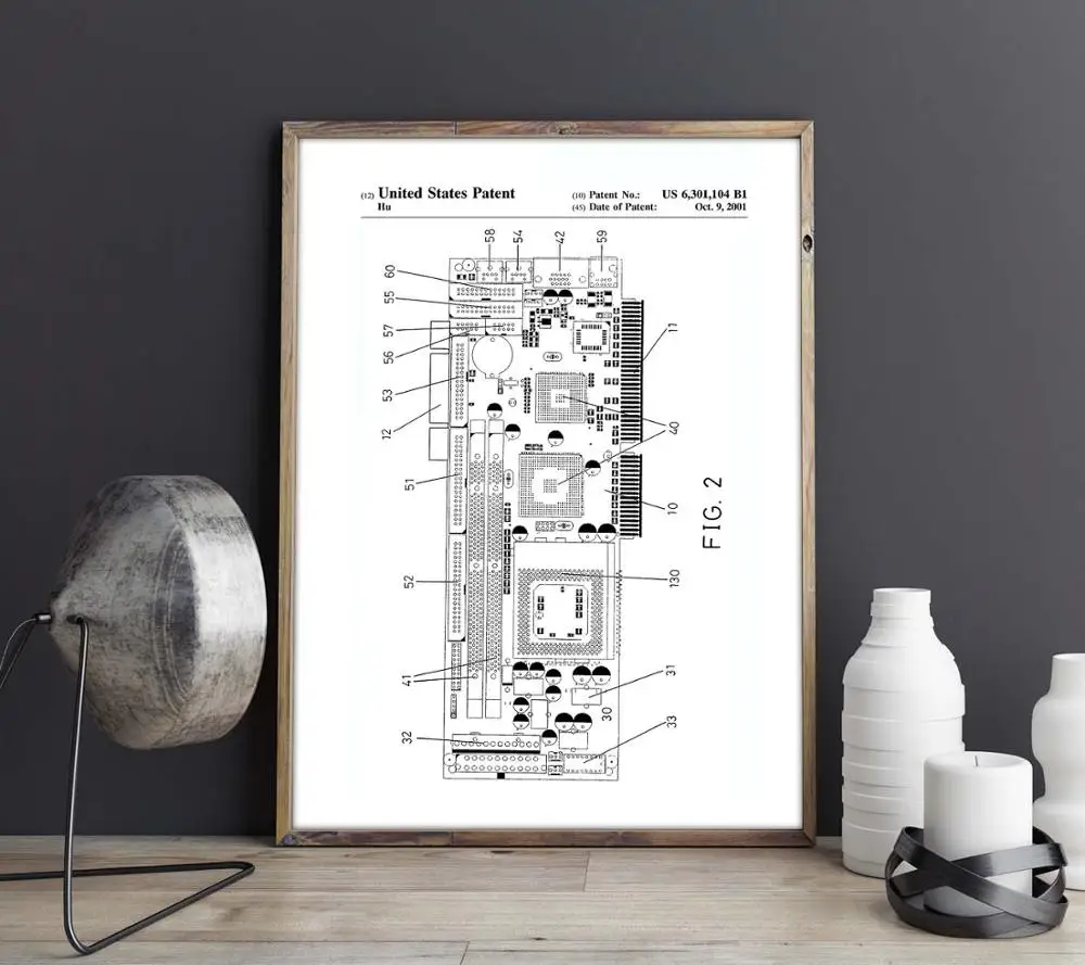 Материнская плата патент, компьютерный интерфейс карты стены искусства, плакаты, гик декор, винтажная печать, схема, идея подарка, украшения стены - Цвет: CP10234