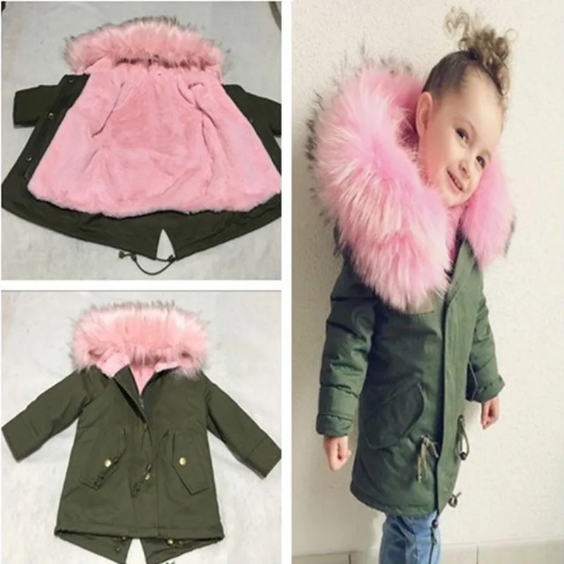 Girls Boys coat Children's Clothing Infant Parka Faux Fur Hooded baby kids Clothes fashion autumn Winter Jackets snow wear