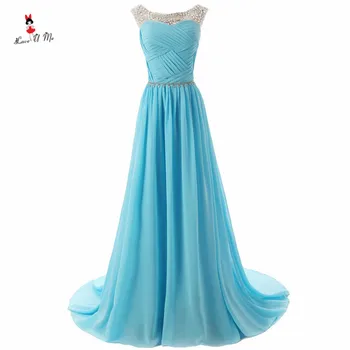 

Vestido de Baile Turquoise Prom Dress Long Graduation Dresses 2017 Beaded Chiffon Formal Evening Party Gowns Robe de Soiree