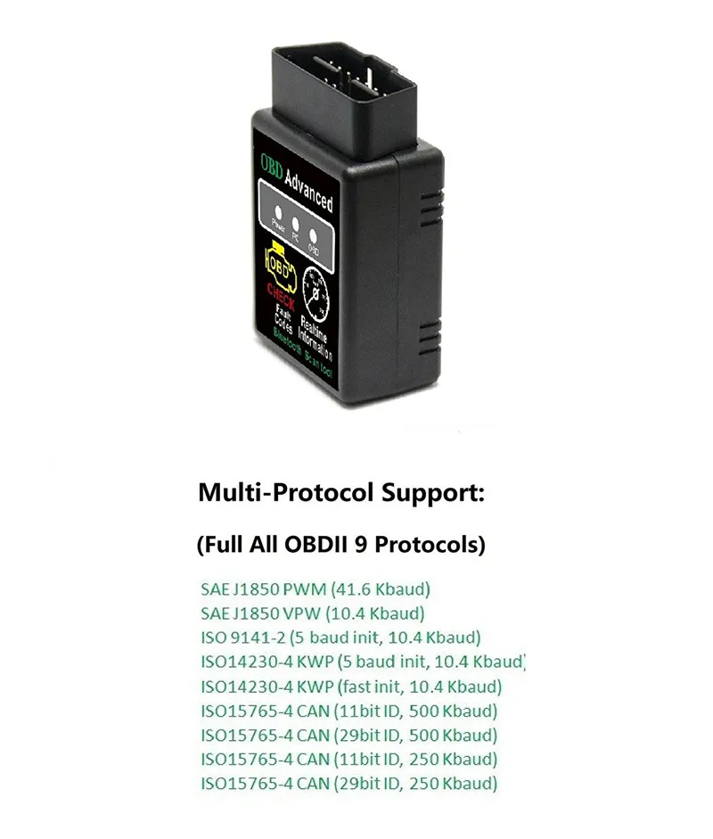 Hh OBD ELM327 Bluetooth OBD2 OBDII CAN-шина двигателя проверки Авто диагностический сканер инструмент Интерфейс адаптер для Android PC