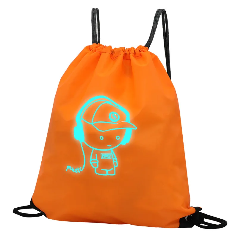 Модная светящаяся сумка на шнурке для мальчиков и девочек, походная сумка на шнурке, логотип на заказ с принтом для мужчин и женщин, студентов