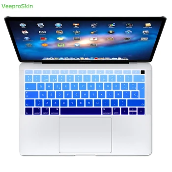

For Macbook Air 13 A1932 With Touch Id Fingerprint 2018 2019 For Apple Spanish Silicone Keyboard Cover Protective Film Rainbow