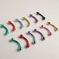 2 шт 1.2x8x3 мм Бесплатная доставка Мода из нержавеющей стали мяч Спайк брови кольцо штанги глаз кольца банан пирсинг - изображение