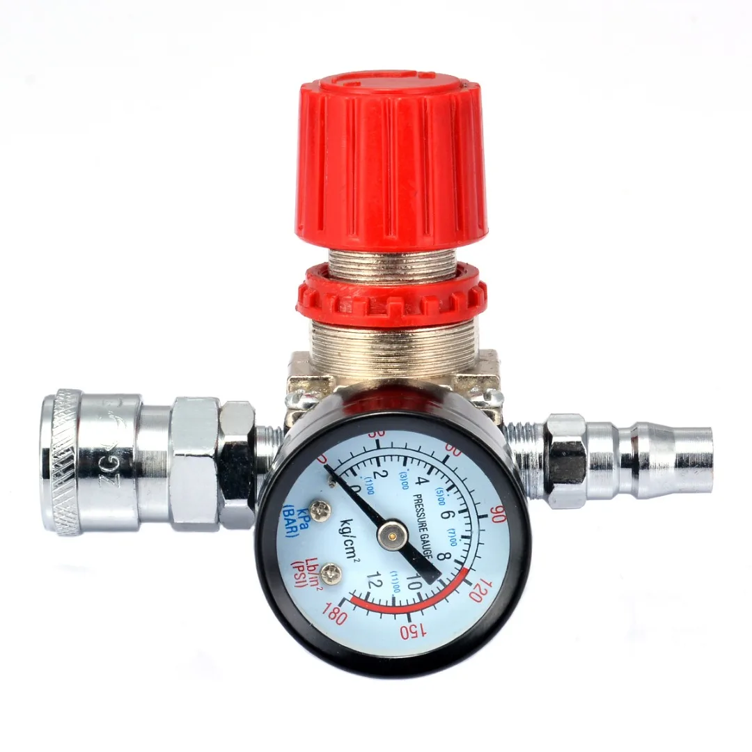 1pc 180PSI 12 Bar Pressure Regulator  Switch Control Valve with Gauges 1/4" For Air Compressor