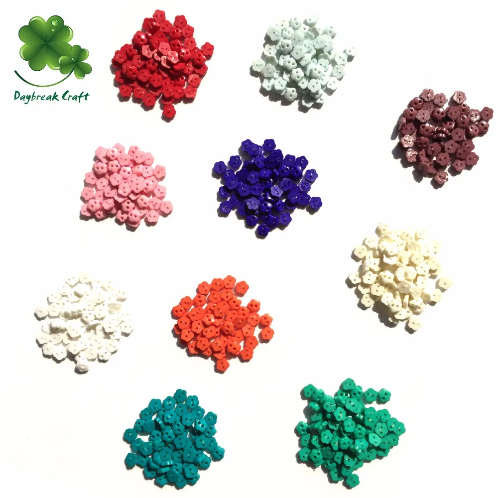 

(Pack of 100) scrapbooking Novelty plastic buttons 6mm Mini flower shape buttons