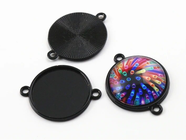 

10pcs 20mm Inner Size Black Cabochon Base Setting Charms Pendant (D1-03)