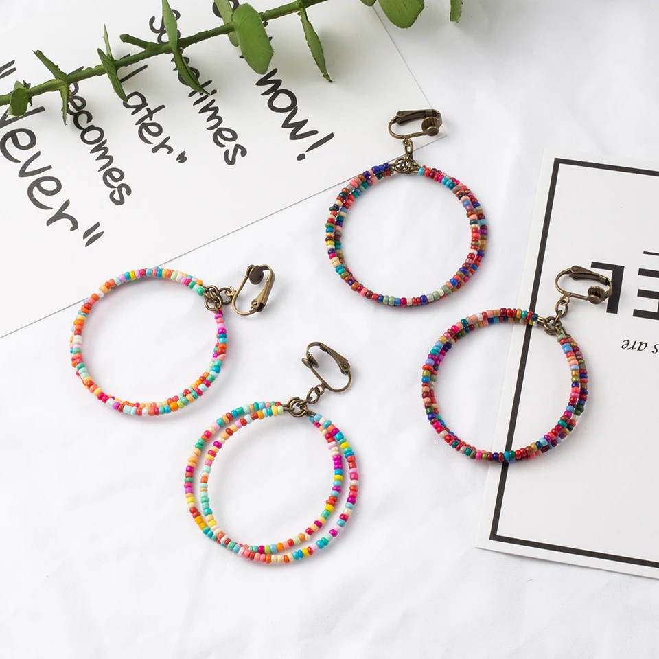 Rainbow Colors Beads Round Dangle Drop Earrings for Women Female 2018 Wedding Anniversary Party Earrings Jewelry Accessories