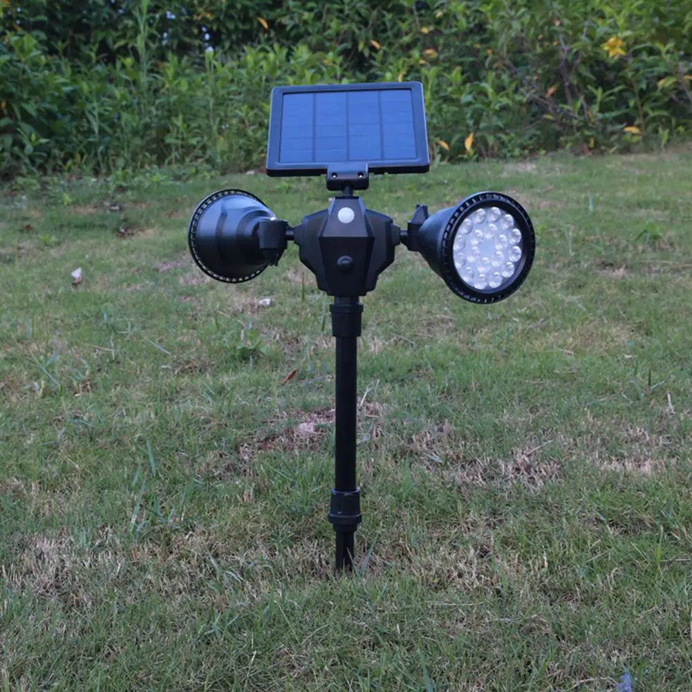 

36 LED Solar Lawn Light High Quality Human Body Sensor Spotlight Double Head Outdoor Courtyard Pathway Patio Garden Lawn Lamps